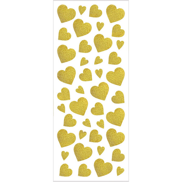 Creativ Company Glitterstickers, harten, vel 10x24 cm, ca. 84 stuk, goud, 2 vel/ 1 doos