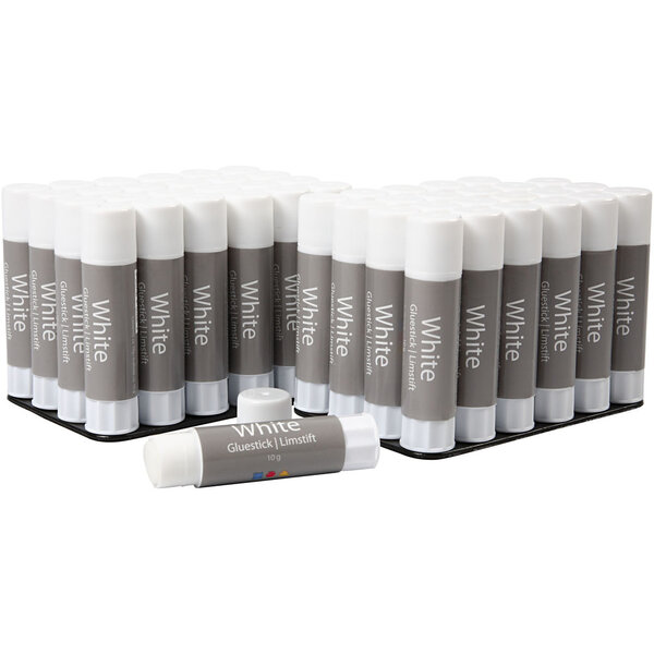 Creativ Company Witte lijmstift, 10 gr, 48 stuk/ 1 doos
