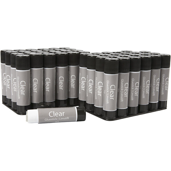 Creativ Company Transparante Lijmstift, rond, 10 gr, 48 stuk/ 1 doos