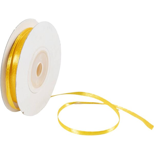 Creativ Company Satijnlint, B: 3 mm, sun yellow, 30 m/ 1 rol