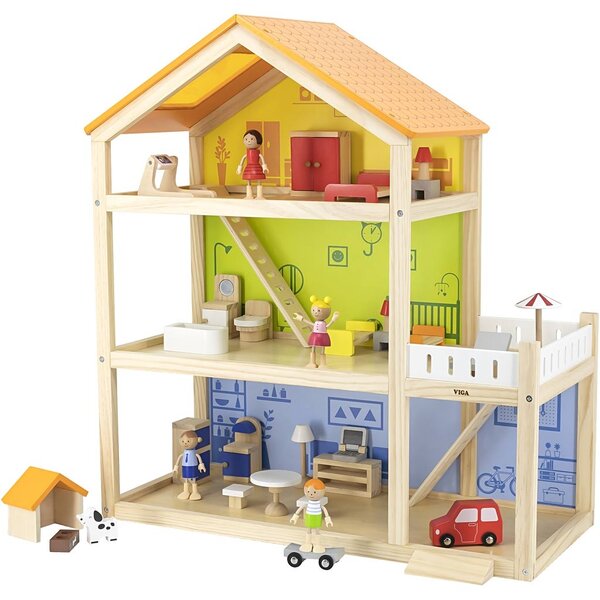 VIGA VIGA Poppenhuis, H: 67 cm, D: 28 cm, B: 62 cm, 1 stuk