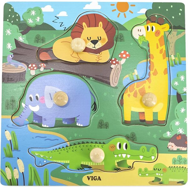 VIGA VIGA Puzzel met Knoppen, H: 26 mm, L: 22 cm, B: 22 cm, 1 stuk