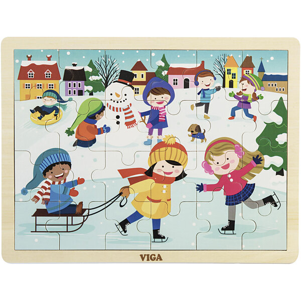 VIGA VIGA Seizoenen VIGA houten puzzel, de seizoenen, winter, afm 30x22,5 cm, 24 delen, 1 stuk