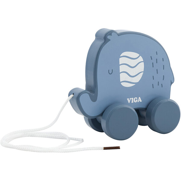 VIGA VIGA trek olifant, afm 11 cm, blauw, 1 stuk