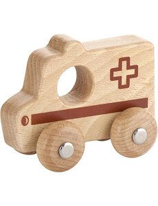 VIGA VIGA Houten Auto, Ambulance, H: 4,2 cm, L: 9 cm, B: 7,5 cm, 1 stuk
