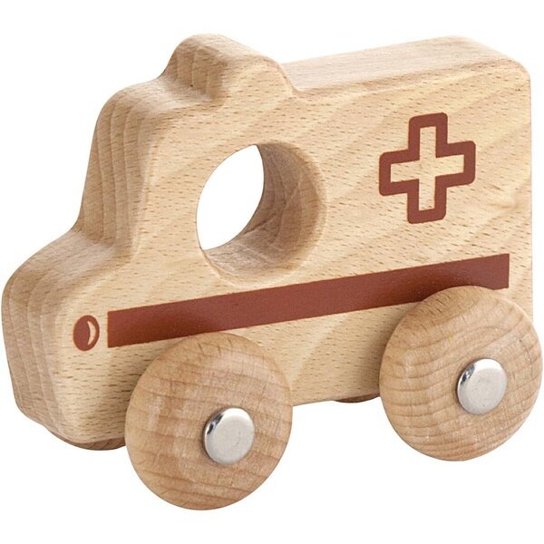 VIGA VIGA Houten Auto, Ambulance, H: 4,2 cm, L: 9 cm, B: 7,5 cm, 1 stuk