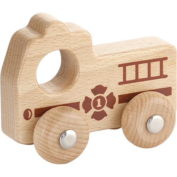 VIGA VIGA Houten Auto, Brandweerwagen, H: 4,3 cm, L: 9 cm, B: 7,5 cm, 1 stuk