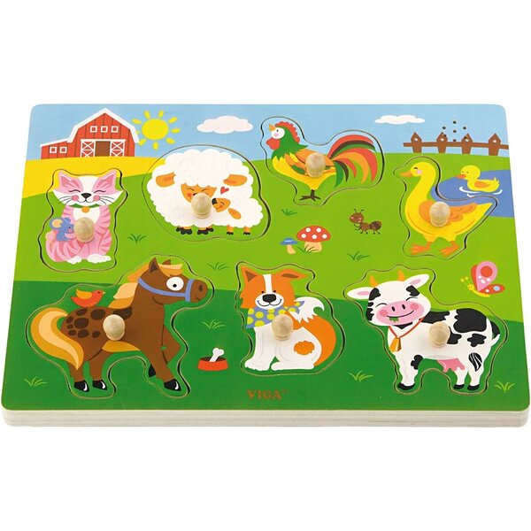 VIGA VIGA Hout Legpuzzel met Geluid, boerderijdieren, afm 33x22,5x3 cm, 1 stuk