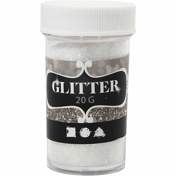 Creativ Company Glitter, wit, 20 gr/ 1 Doosje