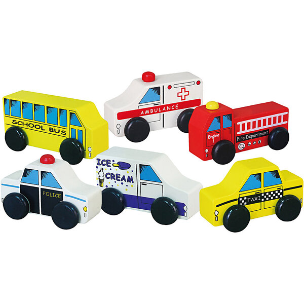 VIGA VIGA mini-auto's, commerciële voertuigen, afm 7-9 cm, 6 onderdelen/ 1 set