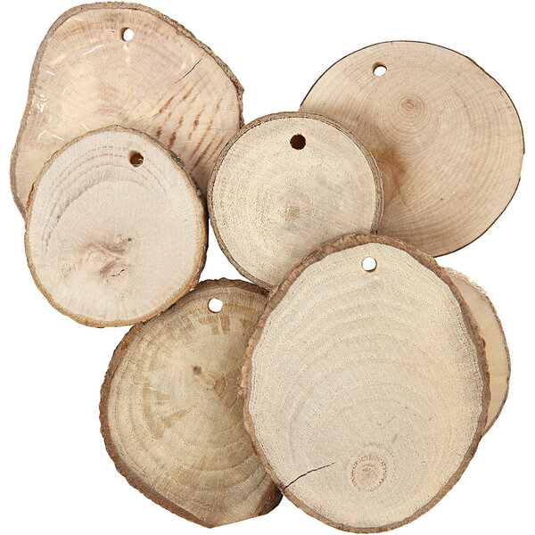Creativ Company Houten schijven met gat, d 40-70 mm, gatgrootte 4 mm, dikte 5 mm, 25 stuk/ 1 doos