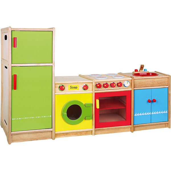 VIGA VIGA-houten speelkeuken, H: 54-92 cm, D: 36 cm, B: 160 cm, 4 onderdelen/ 1 set