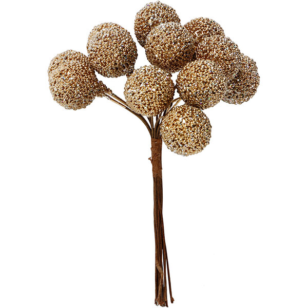 Creativ Company Kunst bessen, d 15 mm, goud, 12 stuk/ 1 doos