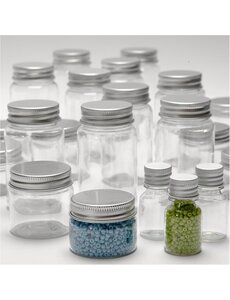 Creativ Company Potje met schroefdop, H: 35-77 mm, d 24-45 mm, 13+35+50+100 ml, 80 stuk/ 1 doos
