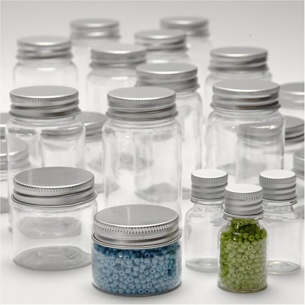 Creativ Company Potje met schroefdop, H: 35-77 mm, d 24-45 mm, 13+35+50+100 ml, 80 stuk/ 1 doos