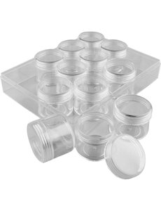 Creativ Company Opslagdoos met potjes, H: 30 mm, d 35 mm, 20 ml, 12 stuk/ 1 set
