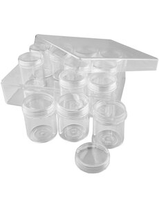 Creativ Company Opslagdoos met potjes, H: 47 mm, d 37 mm, 35 ml, 12 stuk/ 1 set