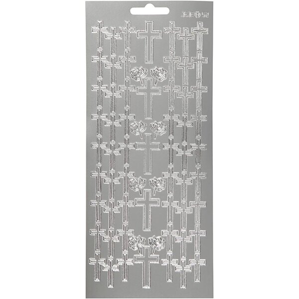 Creativ Company Stickers, kruis, vel 10x23 cm, zilver, 1 vel