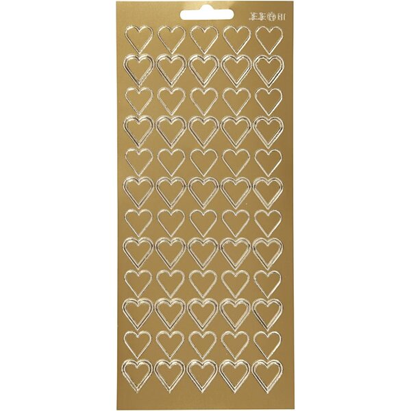 Creativ Company Stickers, harten, vel 10x23 cm, goud, 1 vel