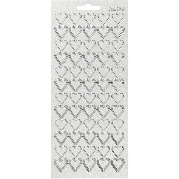Creativ Company Stickers, harten, vel 10x23 cm, zilver, 1 vel