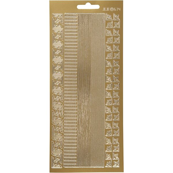 Creativ Company Stickers, randen, vel 10x23 cm, goud, 1 vel