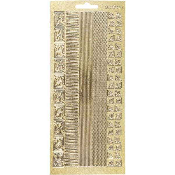 Creativ Company Stickers, randen, vel 10x23 cm, goud, 1 vel