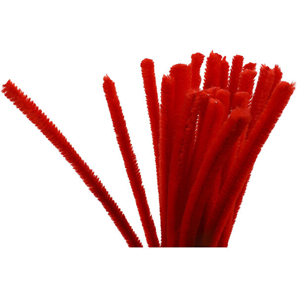 Creativ Company Chenille, L: 30 cm, dikte 9 mm, rood, 25 stuk/ 1 doos