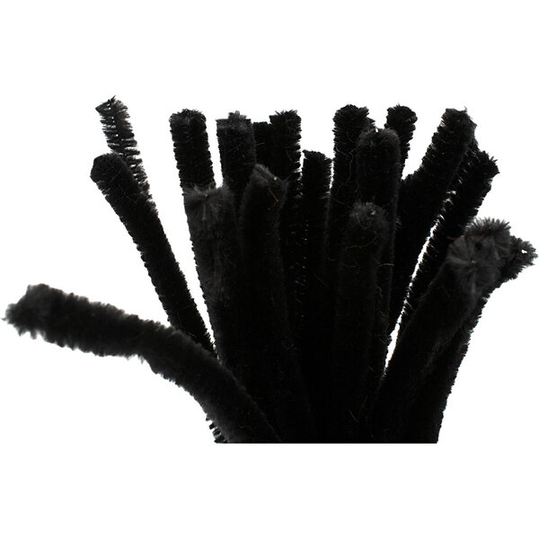 Creativ Company Chenille, L: 30 cm, dikte 9 mm, zwart, 25 stuk/ 1 doos