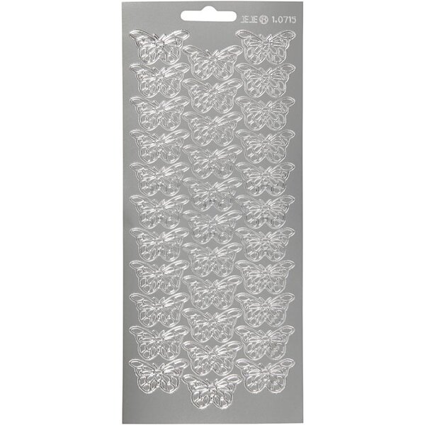 Creativ Company Stickers, vlinders, vel 10x23 cm, zilver, 1 vel