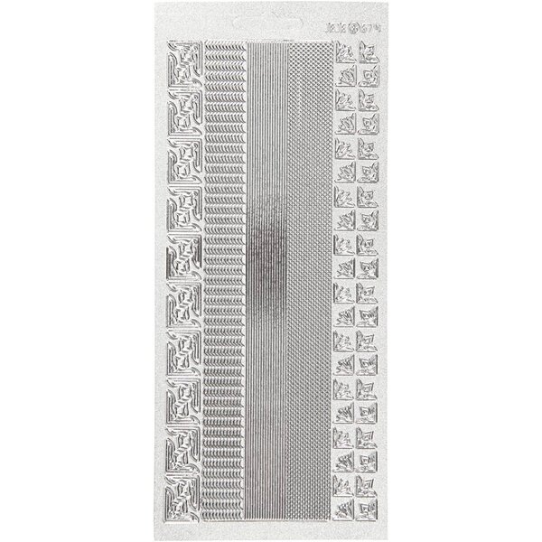 Creativ Company Stickers, randen, vel 10x23 cm, zilver, 1 vel