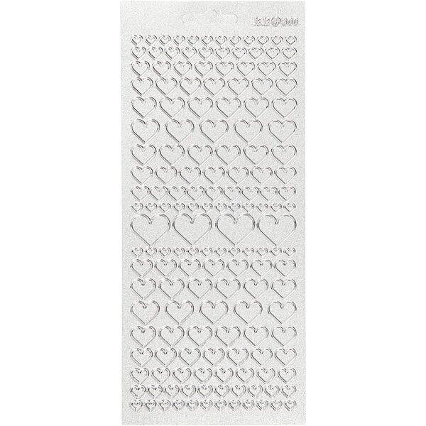 Creativ Company Stickers, harten, vel 10x23 cm, zilver, 1 vel