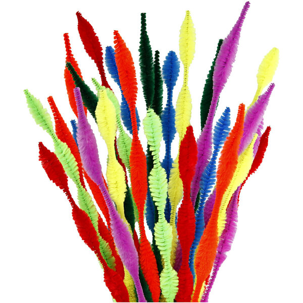Creativ Company Chenille, gegolfd, L: 30 cm, dikte 5-12 mm, diverse kleuren, 28 div/ 1 doos