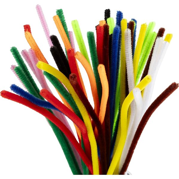 Creativ Company Chenille, L: 30 cm, dikte 6 mm, diverse kleuren, 50 div/ 1 doos