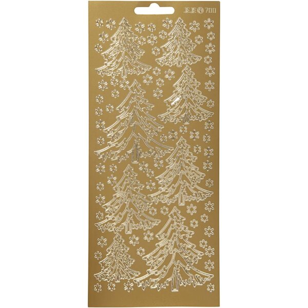 Creativ Company Stickers, kerstboom, vel 10x23 cm, goud, 1 vel