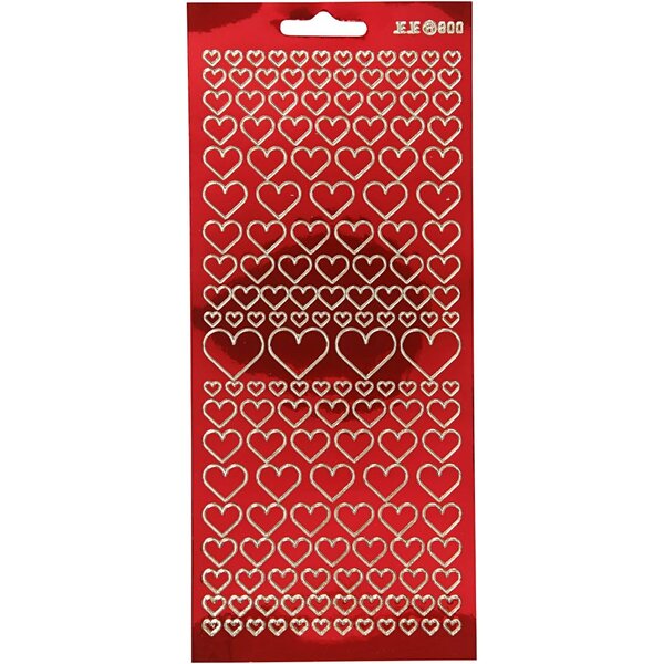 Creativ Company Stickers, harten, vel 10x23 cm, transparant rood, 1 vel