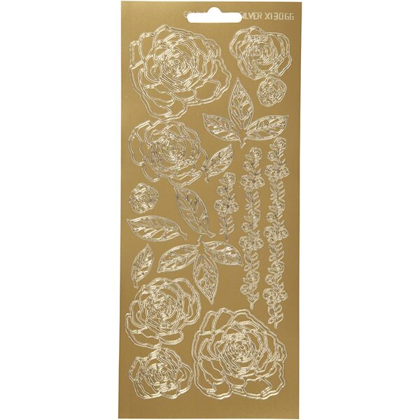Creativ Company Stickers, rozen, vel 10x23 cm, goud, 1 vel