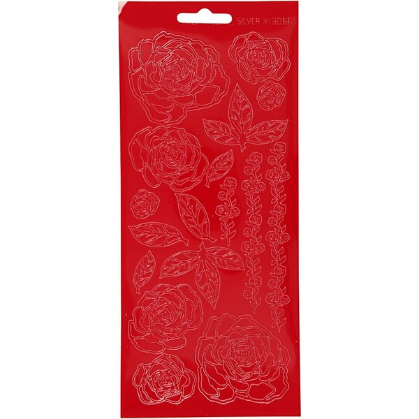 Creativ Company Stickers, rozen, vel 10x23 cm, rood, 1 vel