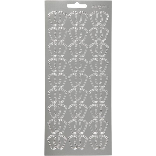 Creativ Company Stickers, voeten, vel 10x23 cm, zilver, 1 vel