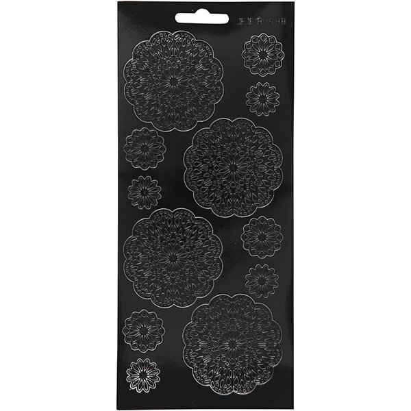 Creativ Company Stickers, bloemen, vel 10x23 cm, zwart, 1 vel