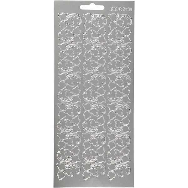 Creativ Company Stickers, bladeren, vel 10x23 cm, zilver, 1 vel