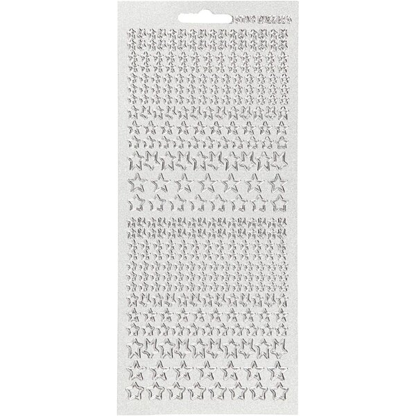 Creativ Company Stickers, sterren, vel 10x23 cm, zilver, 1 vel