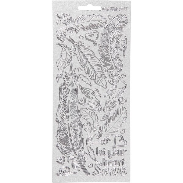 Creativ Company Stickers, veren, vel 10x23 cm, zilver, 1 vel