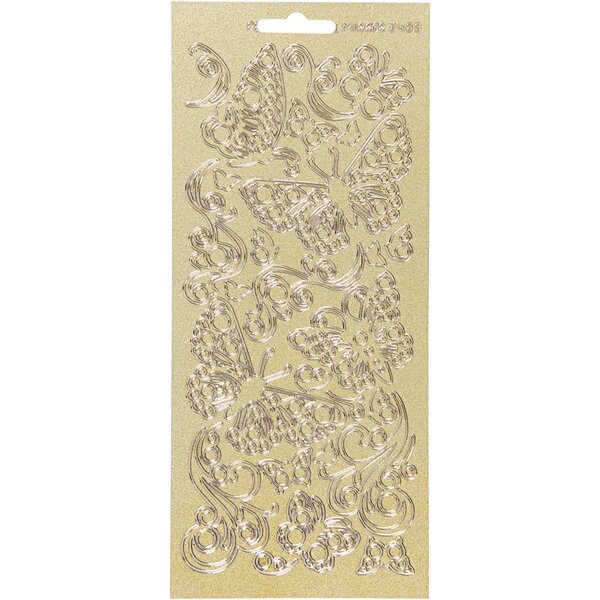 Creativ Company Stickers, vlinders, vel 10x23 cm, goud, 1 vel