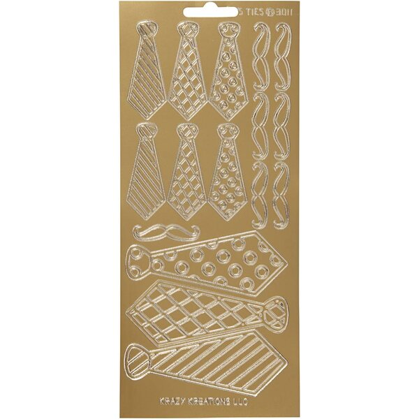 Creativ Company Stickers, stropdassen, vel 10x23 cm, goud, 1 vel