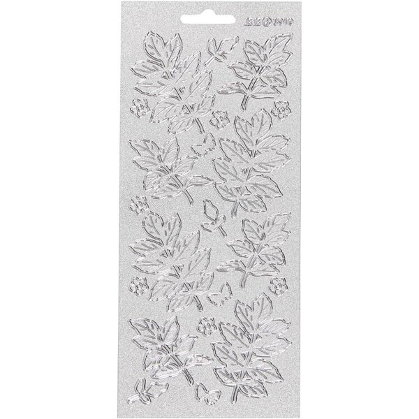 Creativ Company Stickers, bladeren, vel 10x23 cm, zilver, 1 vel