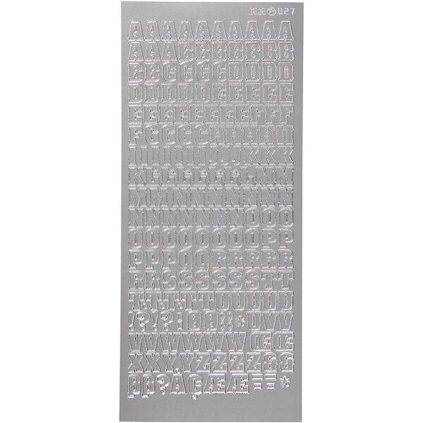 Creativ Company Stickers, alfabet, vel 10x23 cm, zilver, 1 vel