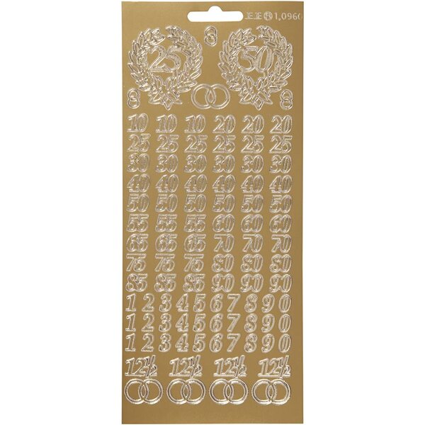 Creativ Company Stickers, jubileum, vel 10x23 cm, goud, 1 vel