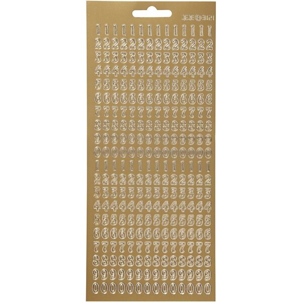 Creativ Company Stickers, cijfers, vel 10x23 cm, goud, 1 vel
