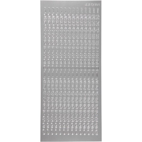 Creativ Company Stickers, cijfers, vel 10x23 cm, zilver, 1 vel
