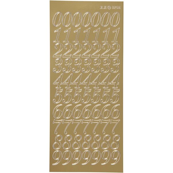 Creativ Company Stickers, cijfers, vel 10x23 cm, goud, 1 vel